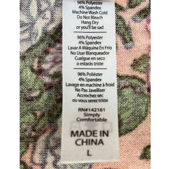 LuLaRoe Perfect T Multicolored Floral Print Short Sleeve Top Size Large - Picture 5 of 5